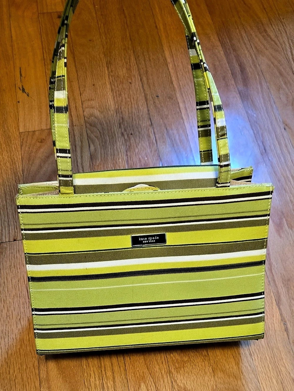 Kate Spade Striped Tote in Green & Yellow Like New